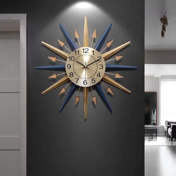 Large Wall Clock Metal Decorative, Mid Century Silent Non-Ticking Big Clocks - Image 4