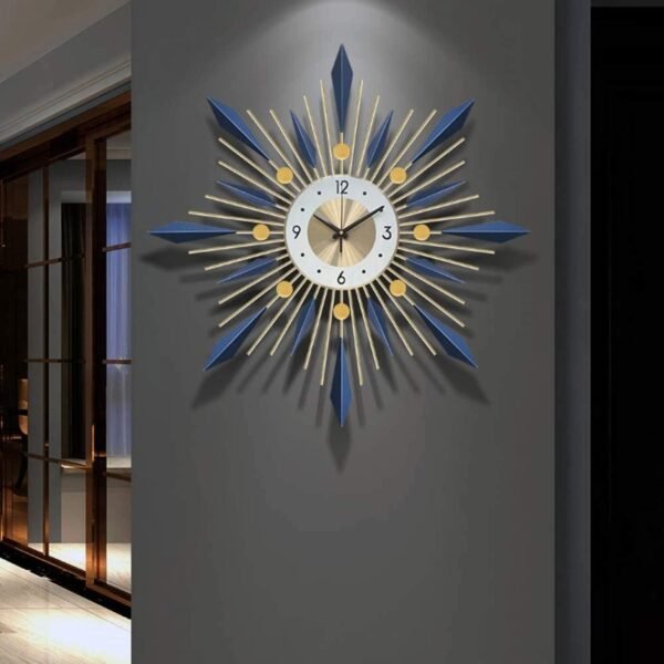 Large Wall Clock Metal Decorative, Mid Century Silent Non-Ticking Big Clocks - Image 2