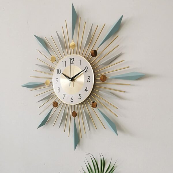 Large Wall Clock Metal Decorative Clock Green - Image 5