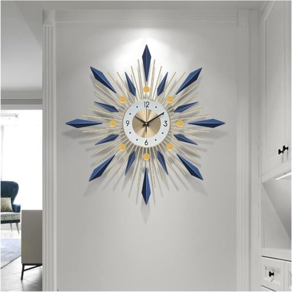 Large Wall Clock Metal Decorative, Mid Century Silent Non-Ticking Big Clocks - Image 7