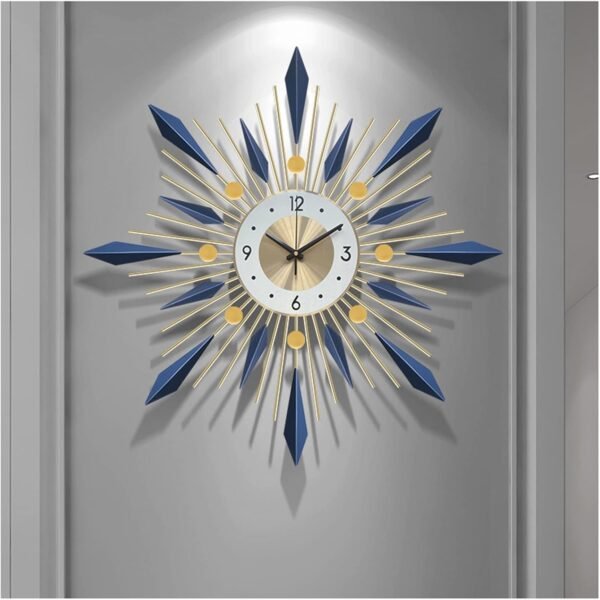Large Wall Clock Metal Decorative, Mid Century Silent Non-Ticking Big Clocks - Image 5
