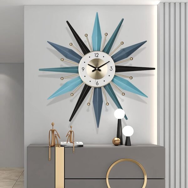 Large Wall Clock Metal Decorative, Mid Century Silent Non-Ticking Big Clocks - Image 4