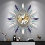 Large Wall Clock Metal Decorative, Mid Century Silent Non-Ticking Big Clocks - Image 3