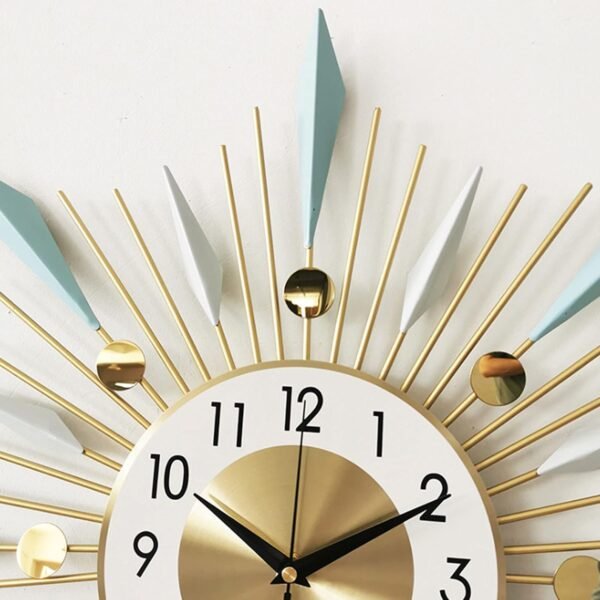 Large Wall Clock Metal Decorative Clock Green - Image 2