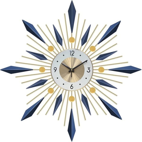 Large Wall Clock Metal Decorative, Mid Century Silent Non-Ticking Big Clocks - Image 4