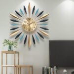 Large Wall Clock Metal Decorative, Mid Century Silent Non-Ticking Big Clocks - Image 3