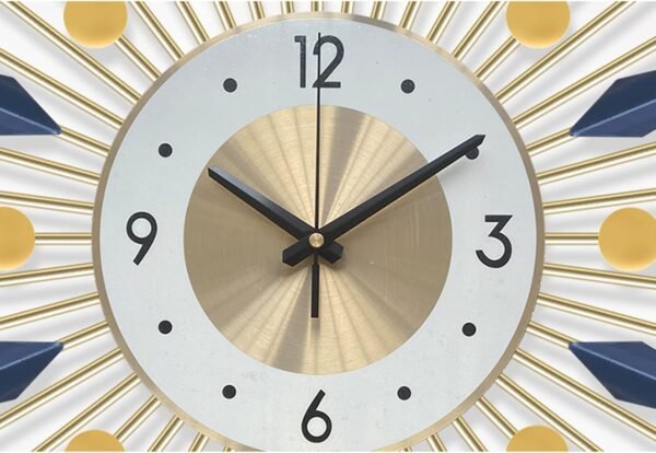 Large Wall Clock Metal Decorative, Mid Century Silent Non-Ticking Big Clocks - Image 3