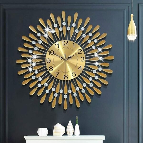 Diamond Metallic Wall Clock -GOLD