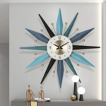 Large Wall Clock Metal Decorative, Mid Century Silent Non-Ticking Big Clocks