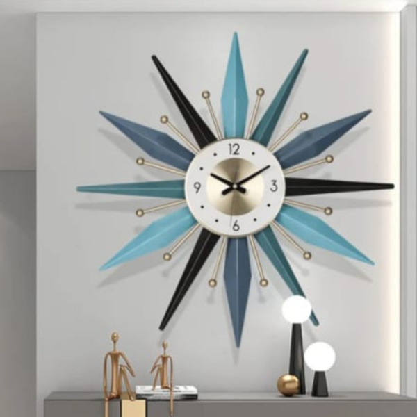 Large Wall Clock Metal Decorative, Mid Century Silent Non-Ticking Big Clocks