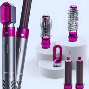 5 in 1 Multifunctional Hair Dryer Styling Tool, Detachable 5-in-1 Multi-Head Hot Air Comb, The Negative Ion Automatic Suction Hair Curler