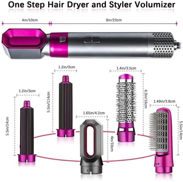 5 in 1 Multifunctional Hair Dryer Styling Tool, Detachable 5-in-1 Multi-Head Hot Air Comb, The Negative Ion Automatic Suction Hair Curler - Image 2