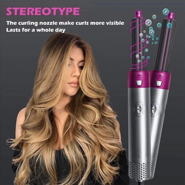 5 in 1 Multifunctional Hair Dryer Styling Tool, Detachable 5-in-1 Multi-Head Hot Air Comb, The Negative Ion Automatic Suction Hair Curler - Image 4